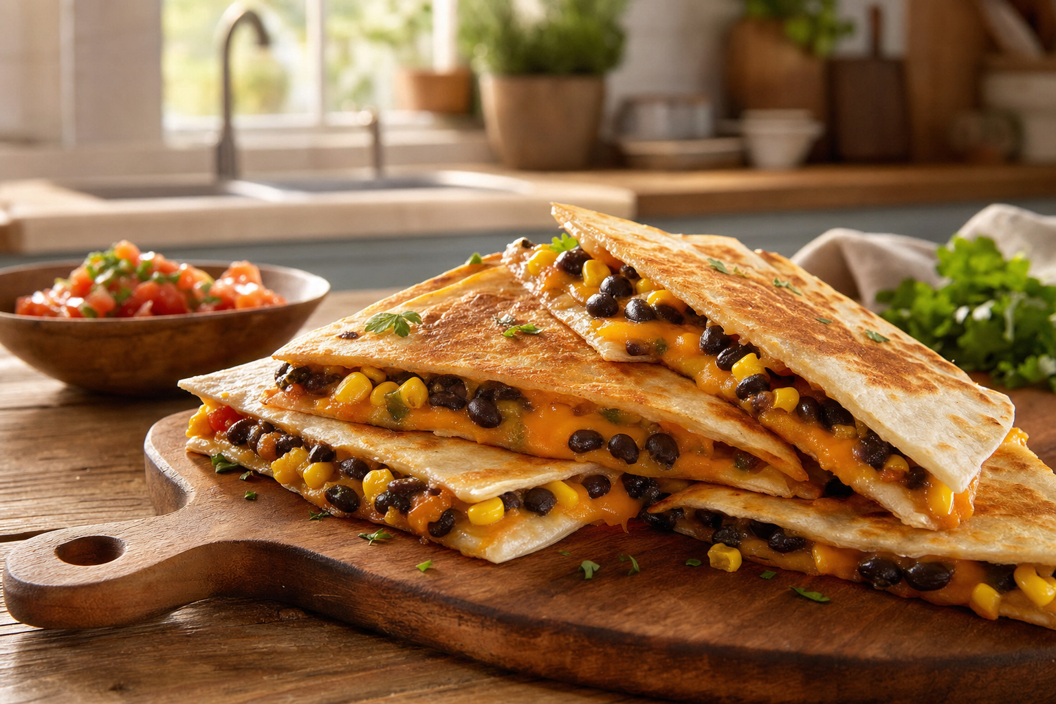 15-Minute Black Bean and Corn Quesadilla Melts