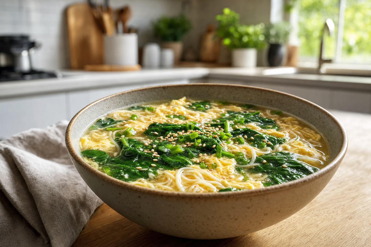 30-Minute Sesame Egg Drop Noodle Soup