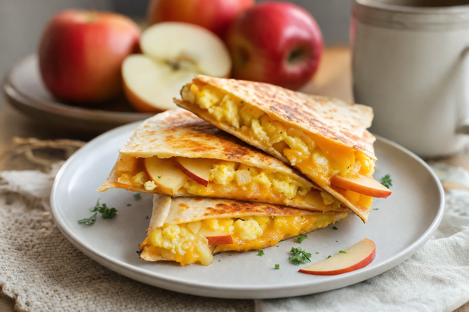 Apple Cheddar Breakfast Quesadillas