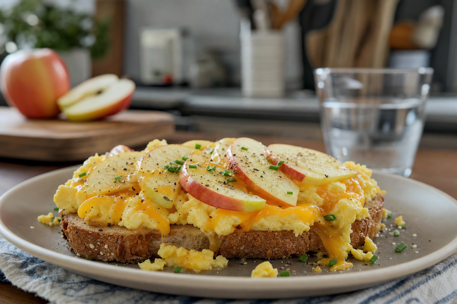 Apple Cheddar Skillet Egg Toast