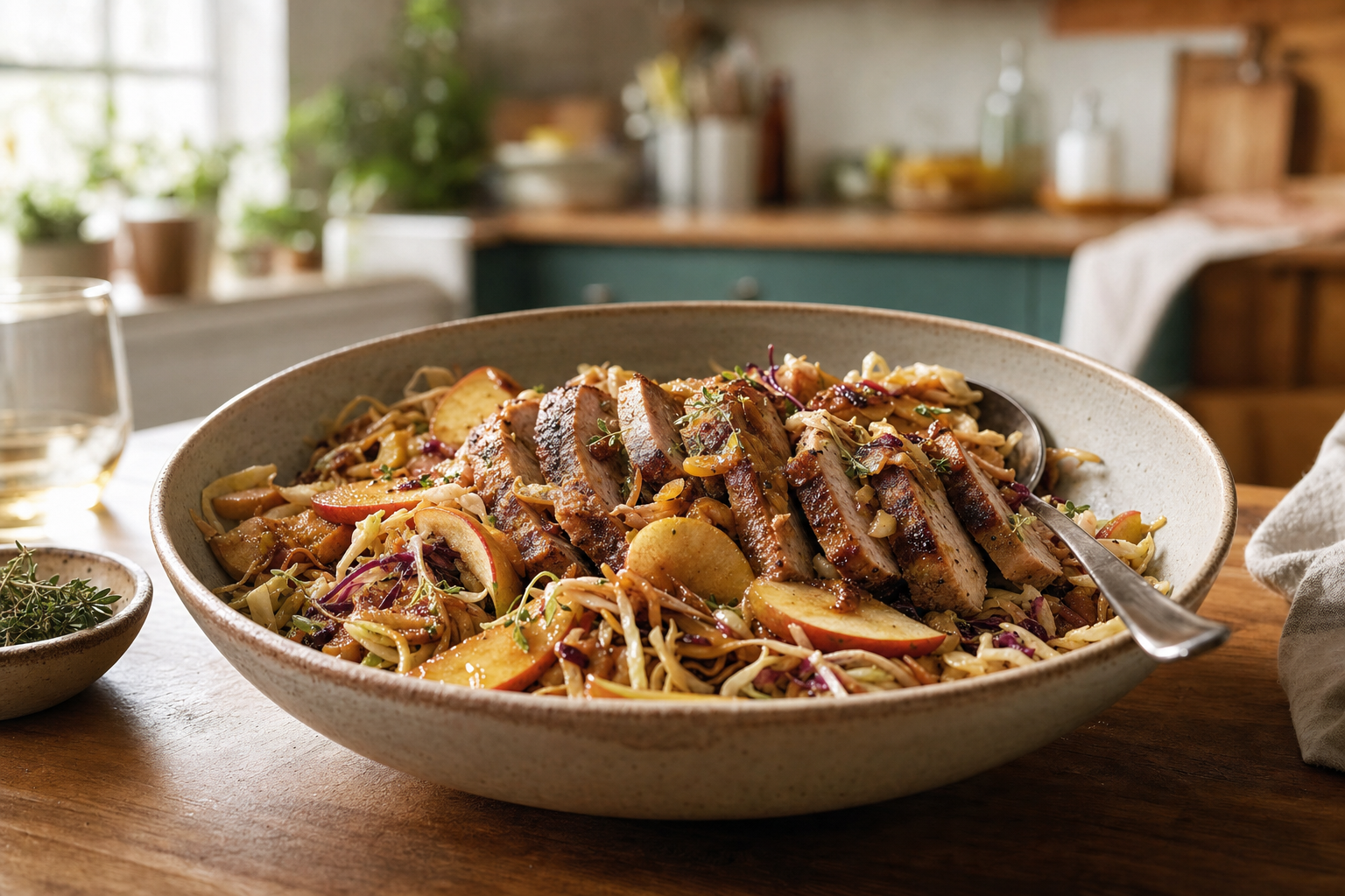 Apple Cider Pork and Cabbage Slaw