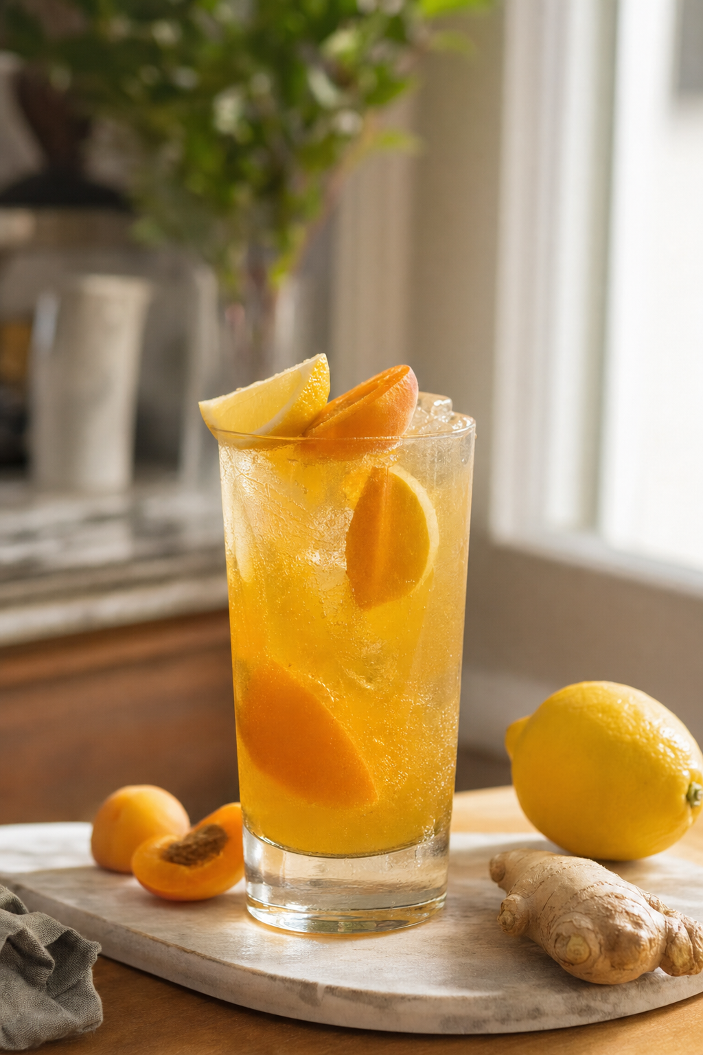 Apricot Bourbon Ginger Fizz