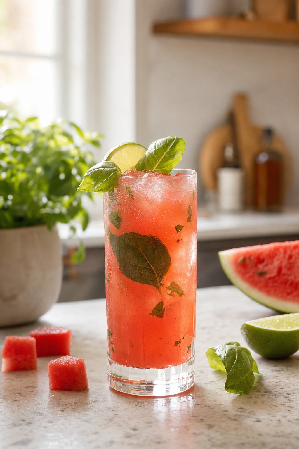 Basil Watermelon Rum Highball