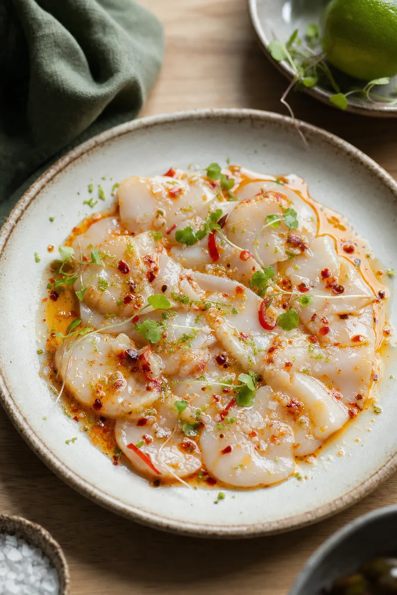 Bay Scallop Crudo with Citrus and Chili Oil