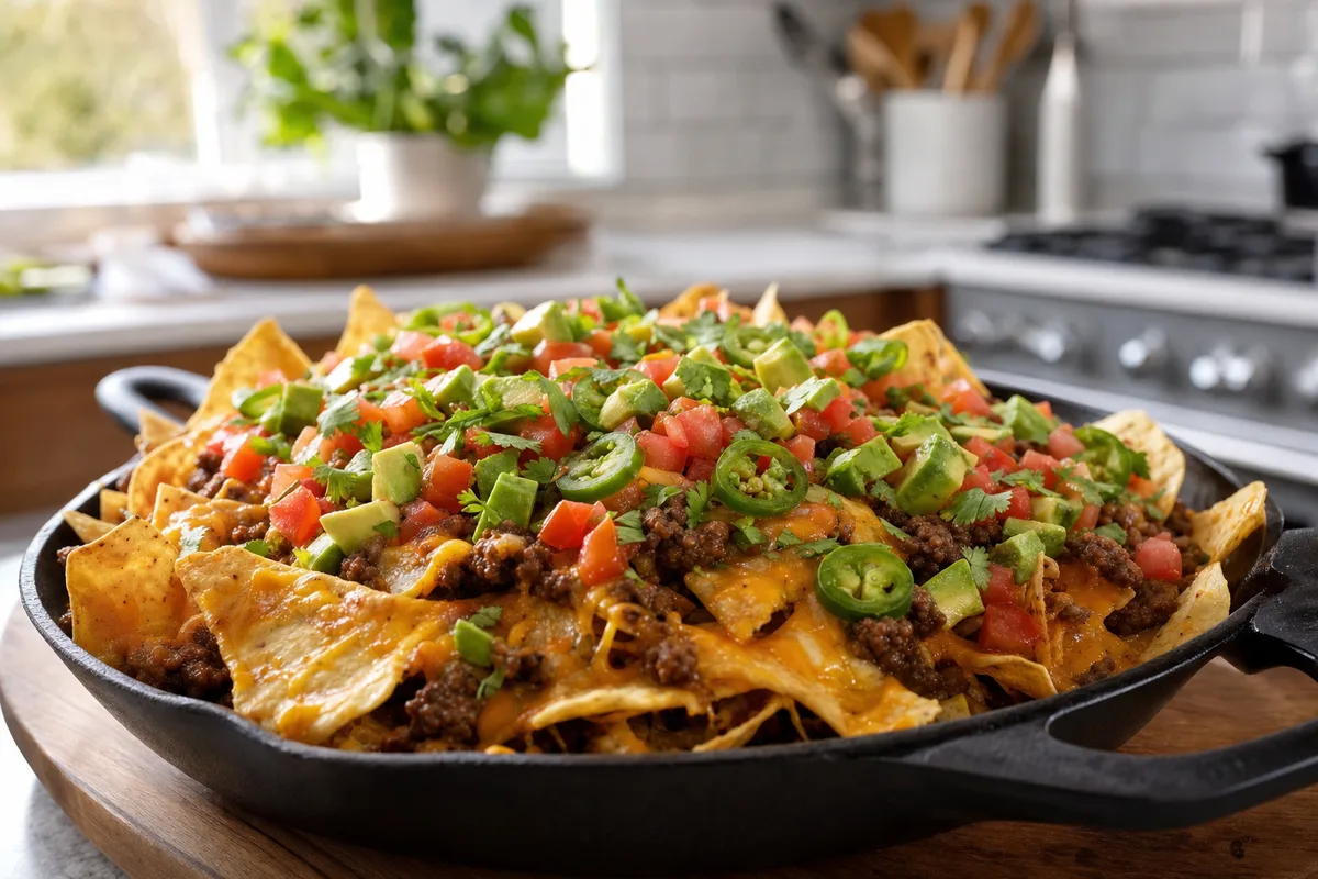 Beef Taco Skillet Nachos