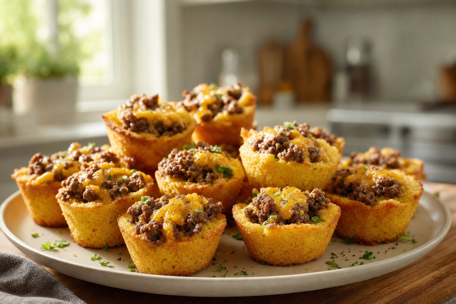 Black Pepper Beef Cornbread Bites