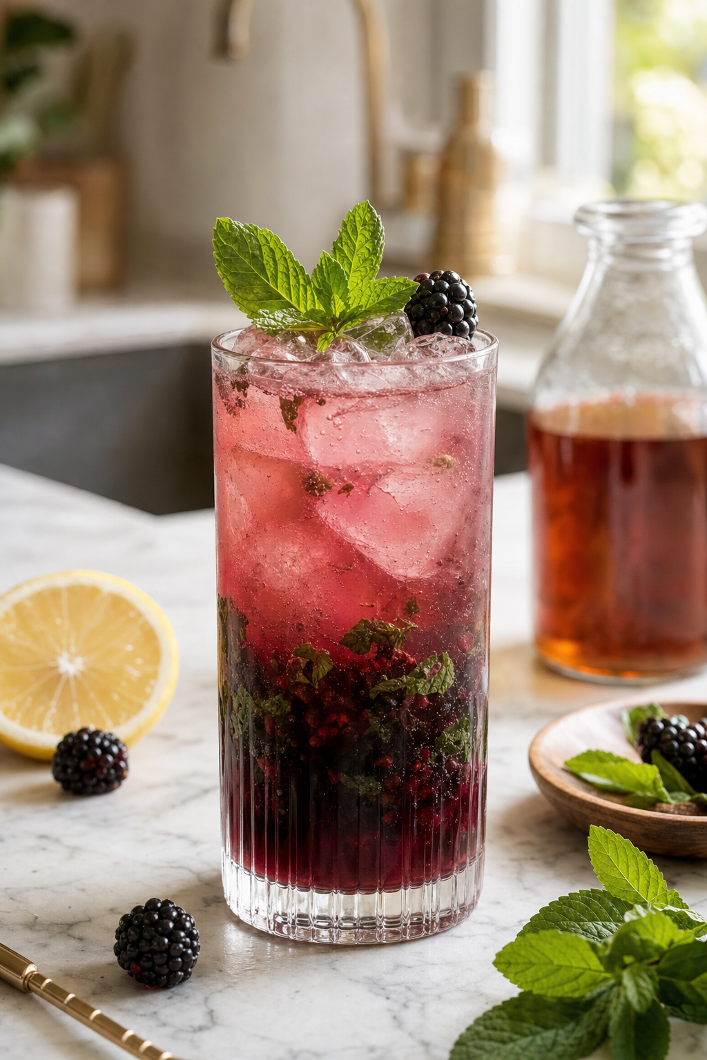 Blackberry Mint Bourbon Collins