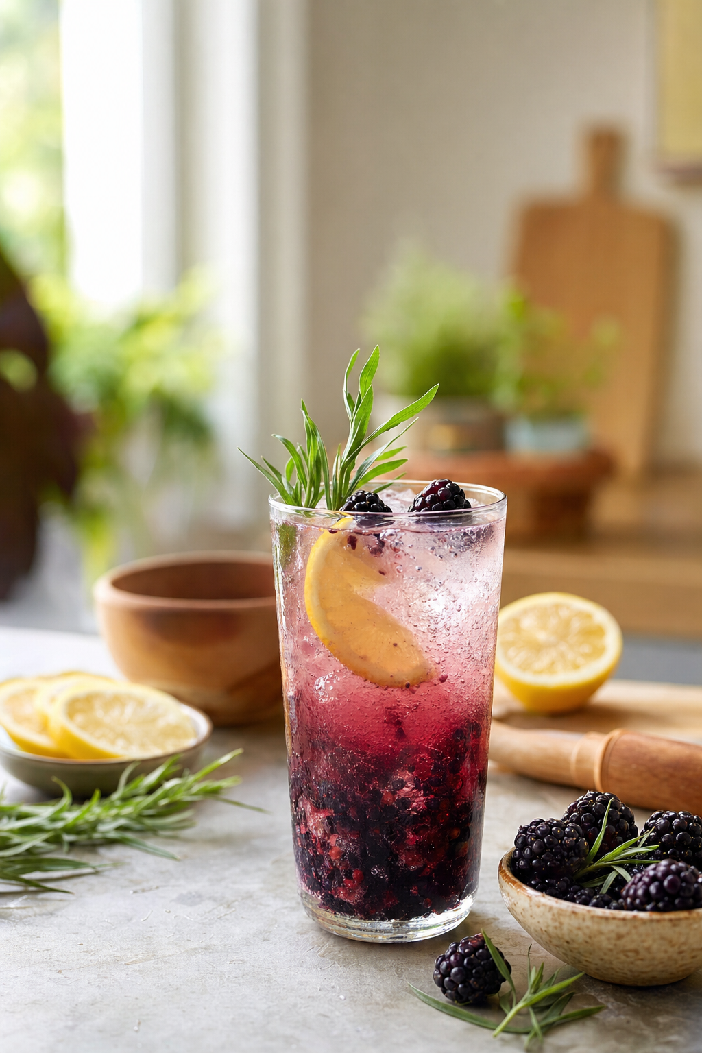 Blackberry Tarragon Gin Soda