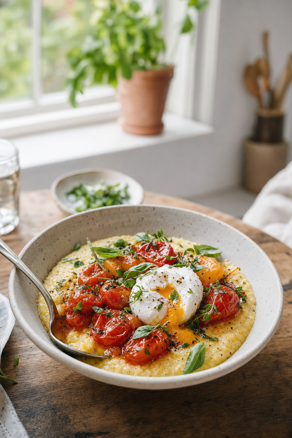 Blistered Tomato and Herb Breakfast Polenta