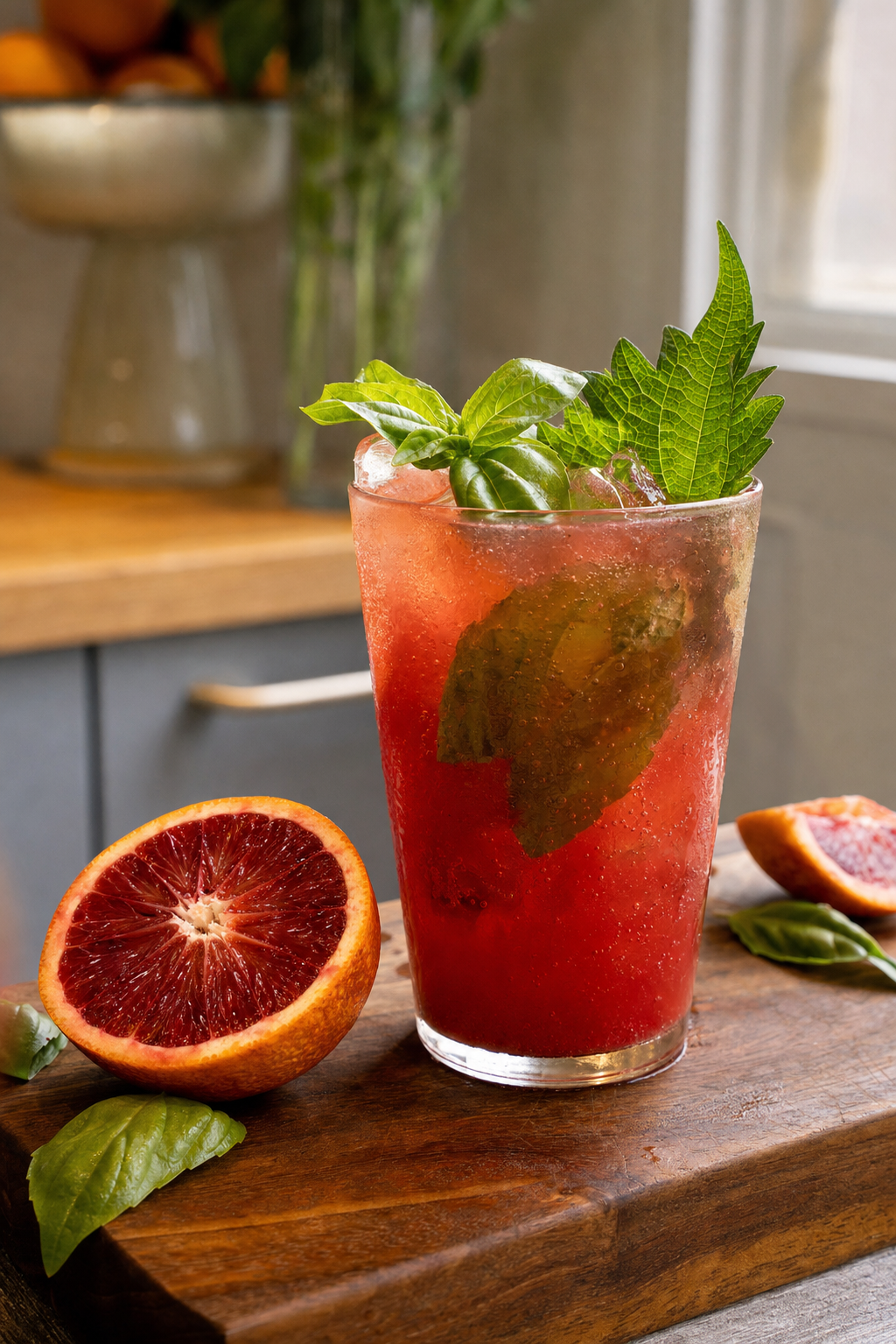 Blood Orange Basil Shiso Fizz