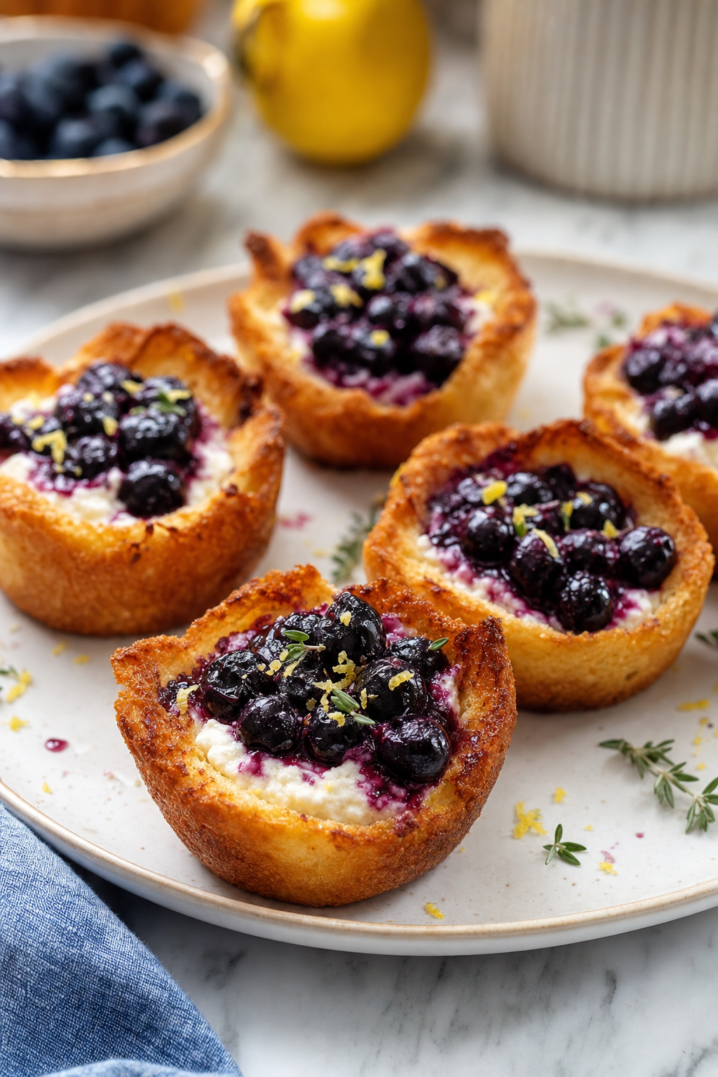 Blueberry Lemon Ricotta Toast Cups