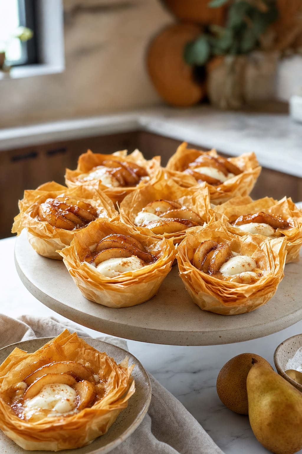 Brown Butter Pear Phyllo Nests