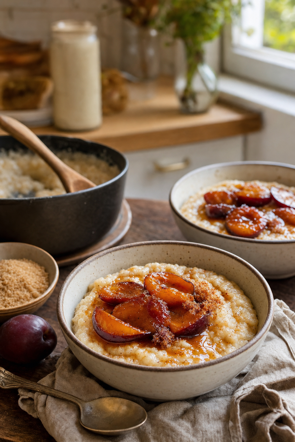 Brown Sugar Plum Semolina Pudding