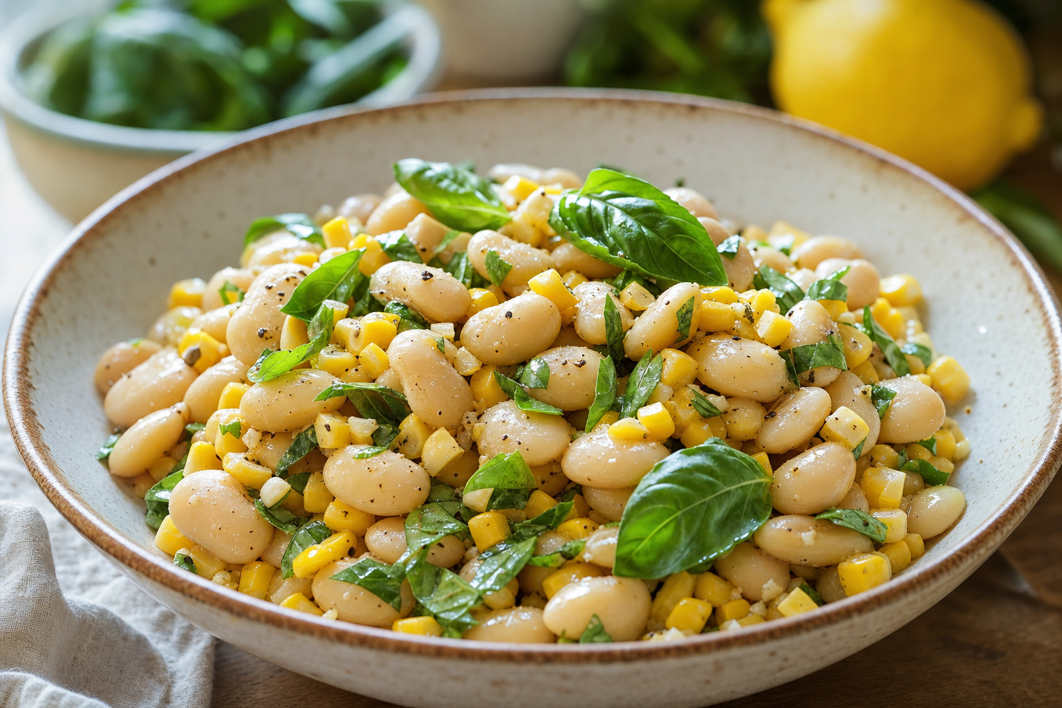 Butter Bean and Corn Salad with Basil