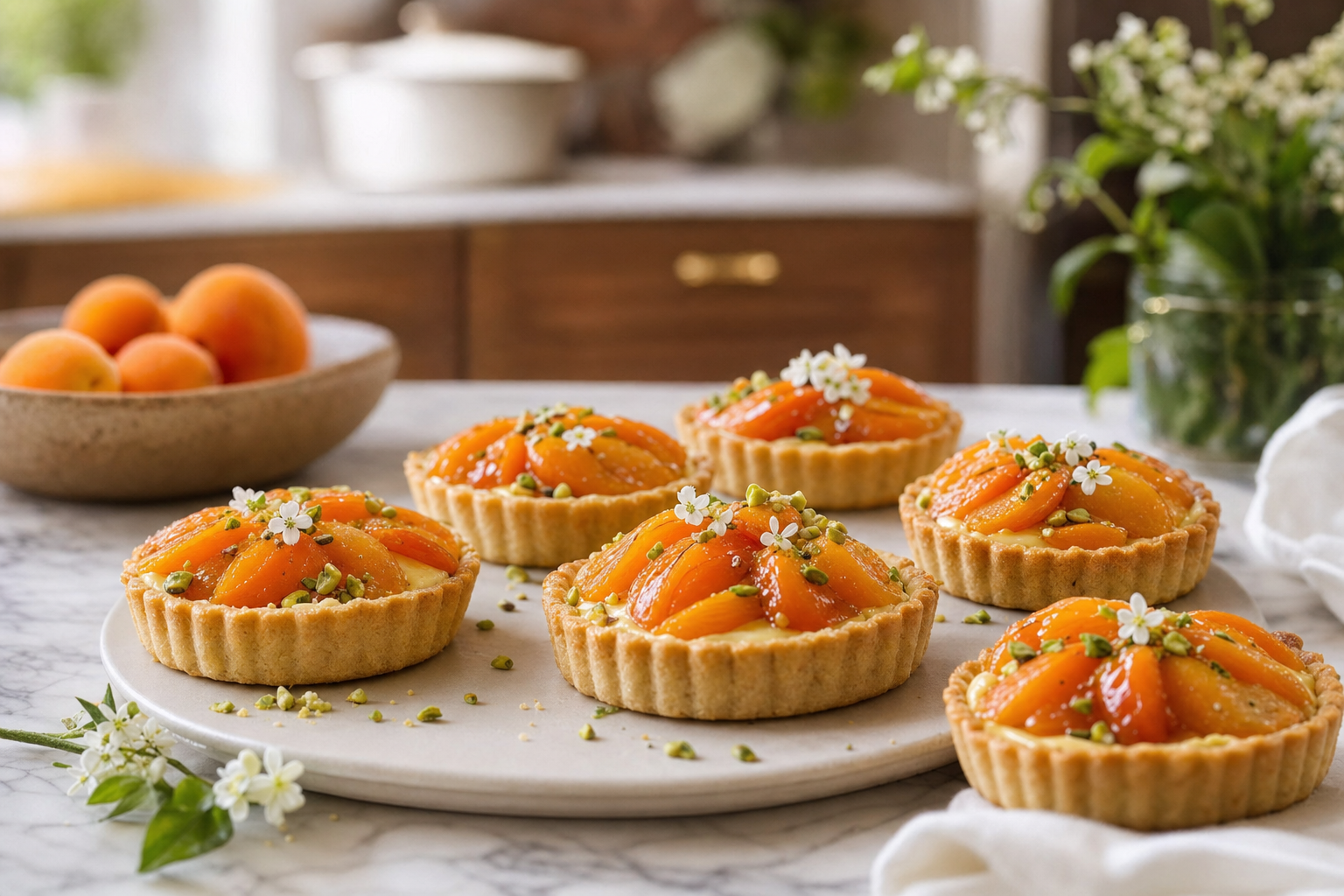 Cardamom Apricot Custard Tartlets