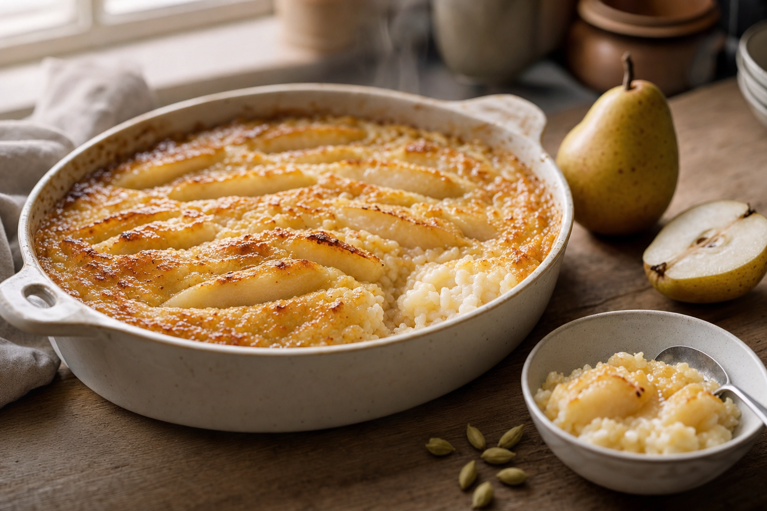 Cardamom Pear Rice Custard
