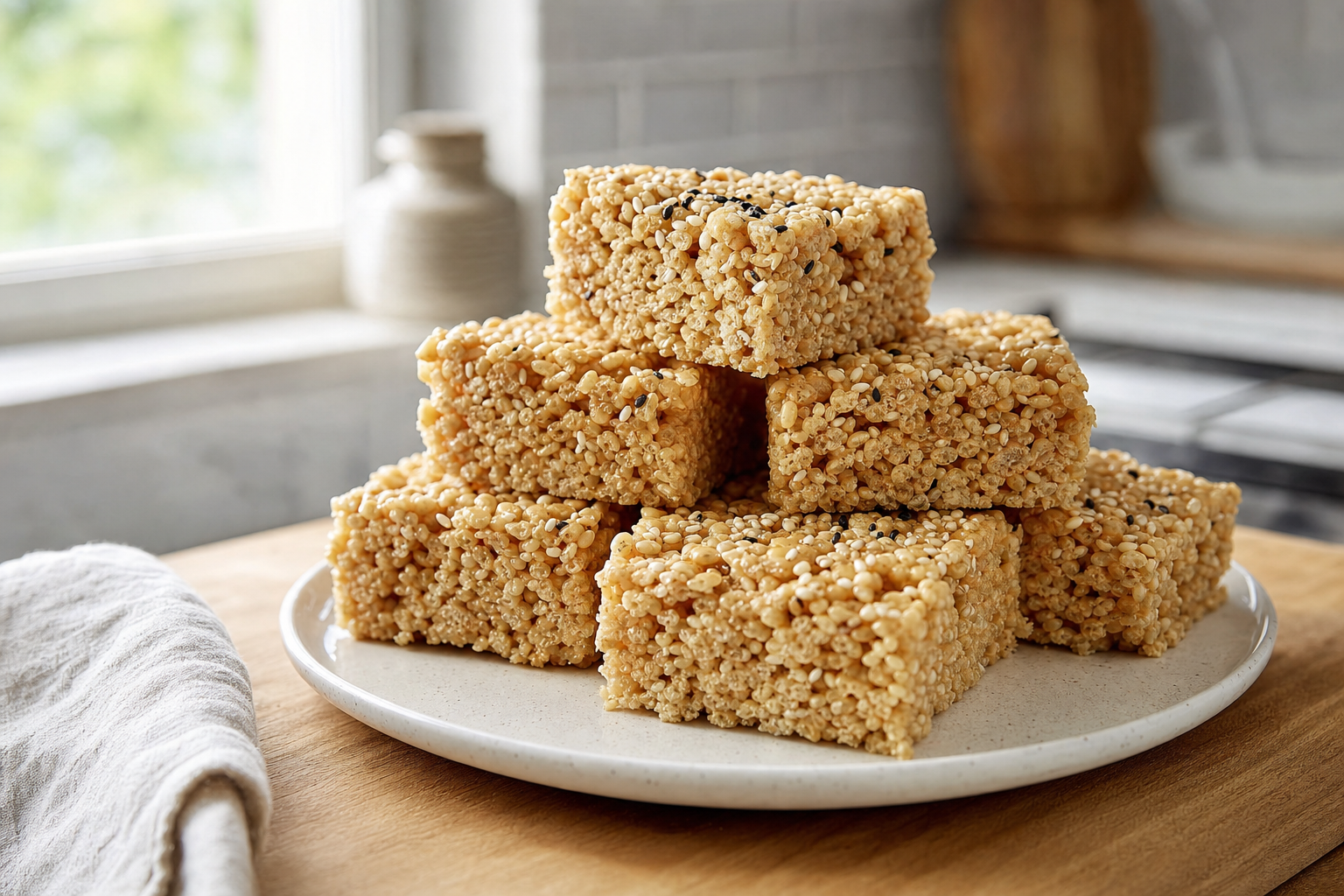 Casey's Brown Butter Sesame Rice Crisp Squares