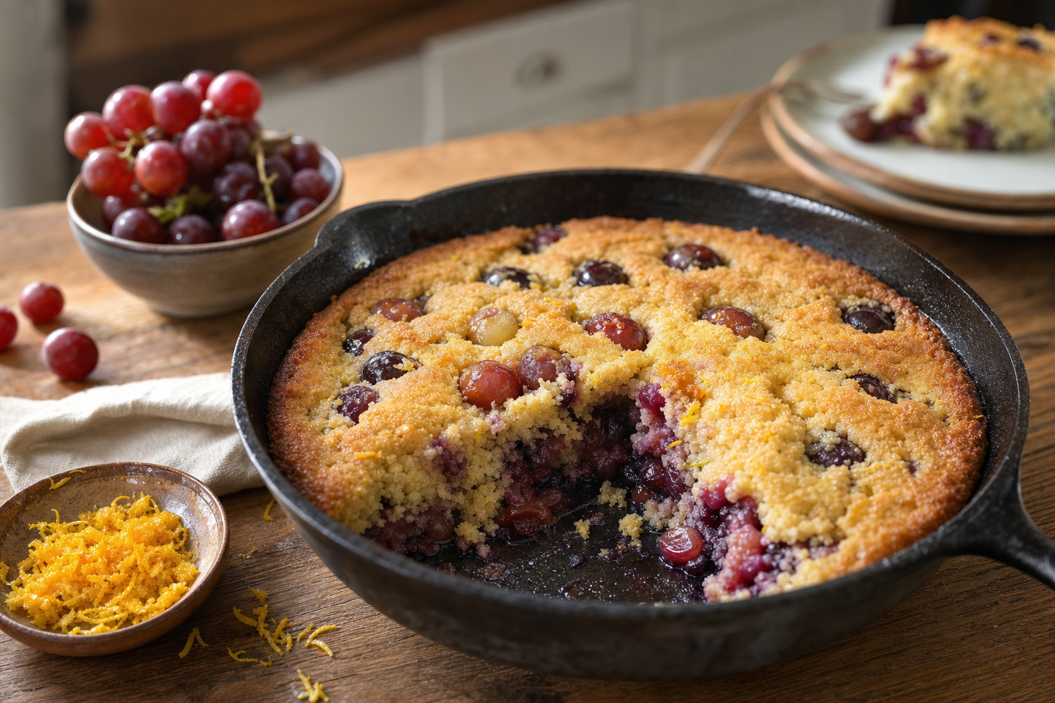 Casey's Jammy Grape Cornmeal Skillet Cake