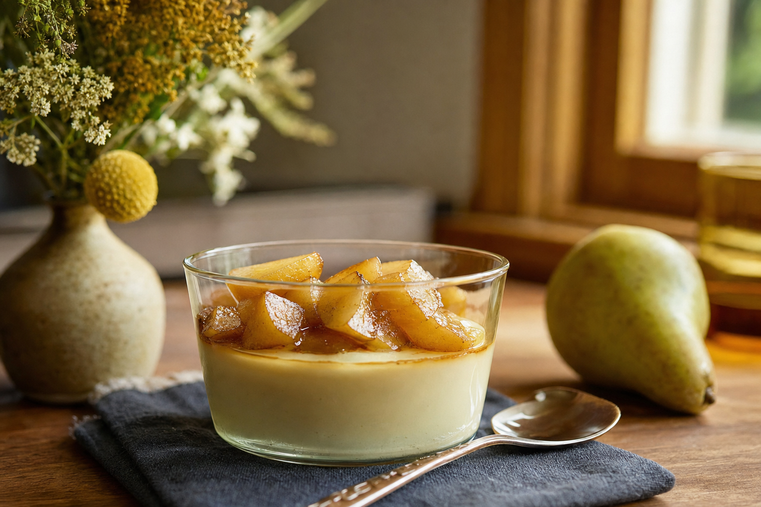 Casey's Orange Blossom Custard with Brown Sugar Pears