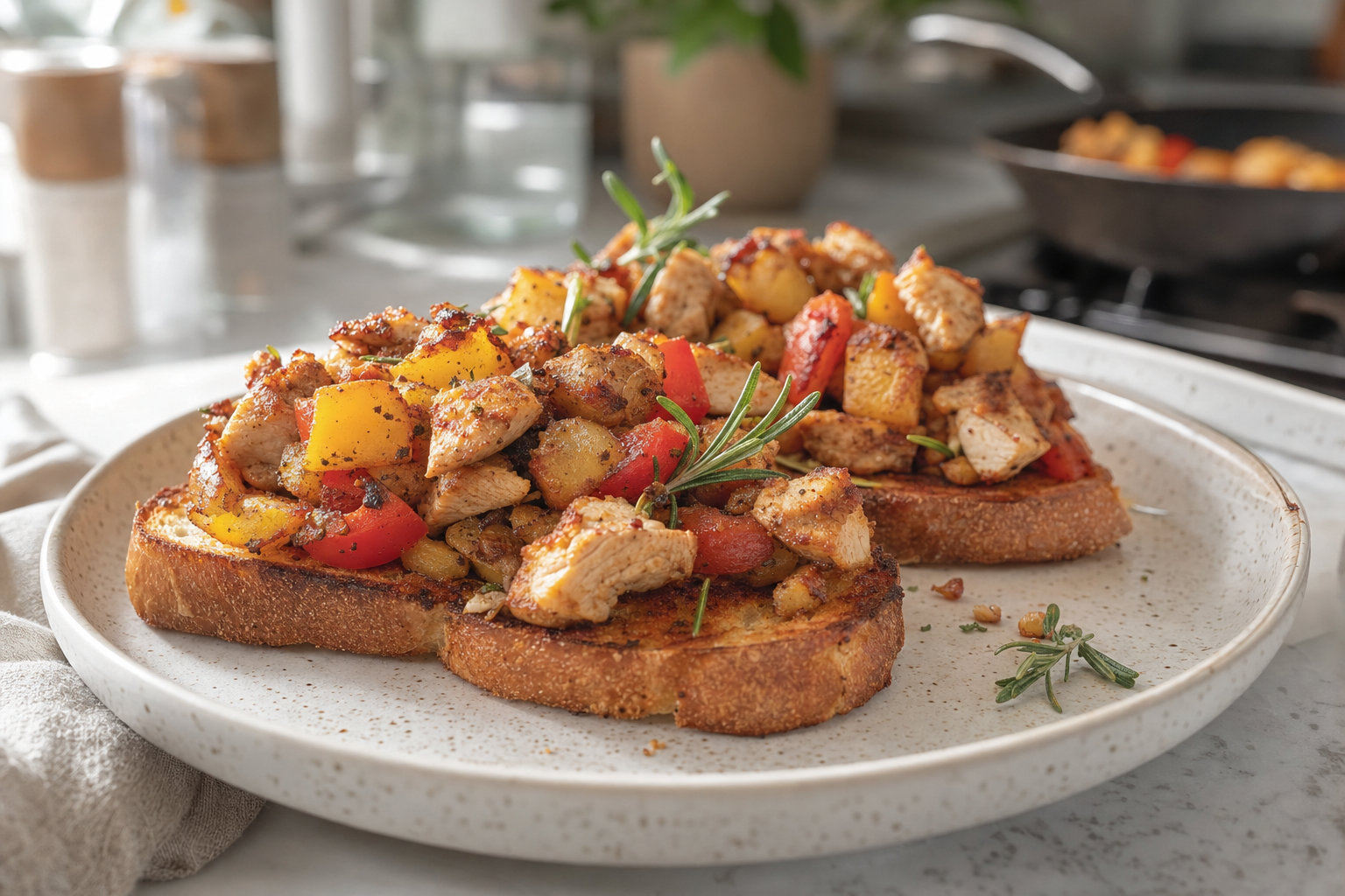 Casey's Rosemary Chicken Hash Toasts