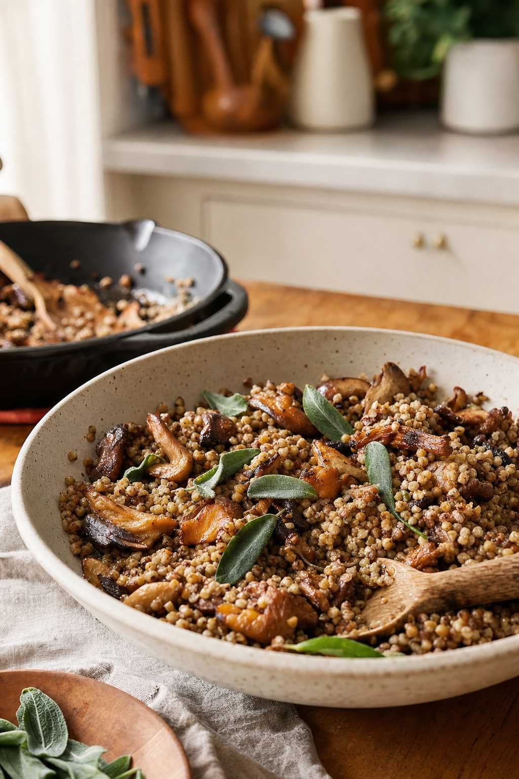 Casey's Brown Butter Buckwheat with Sage Mushrooms