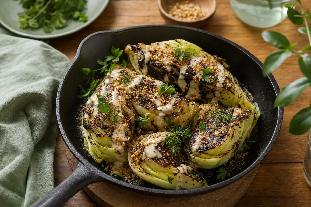 Charred Cabbage with Tahini-Lemon Dressing