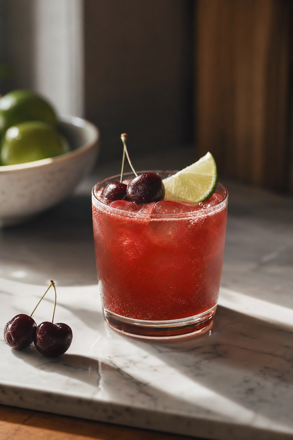 Cherry Lime Bourbon Fizz