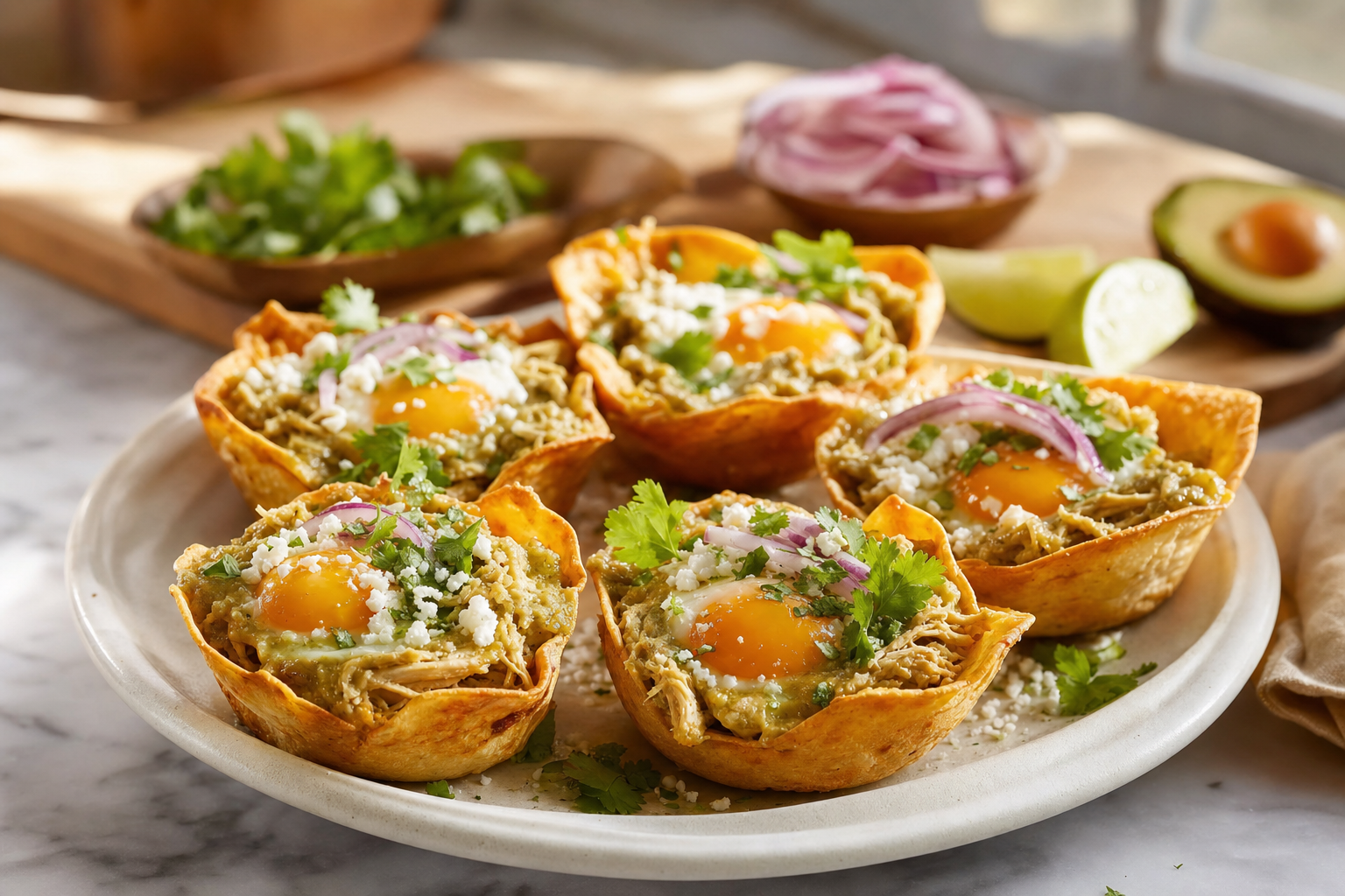 Chicken Chilaquile Breakfast Cups