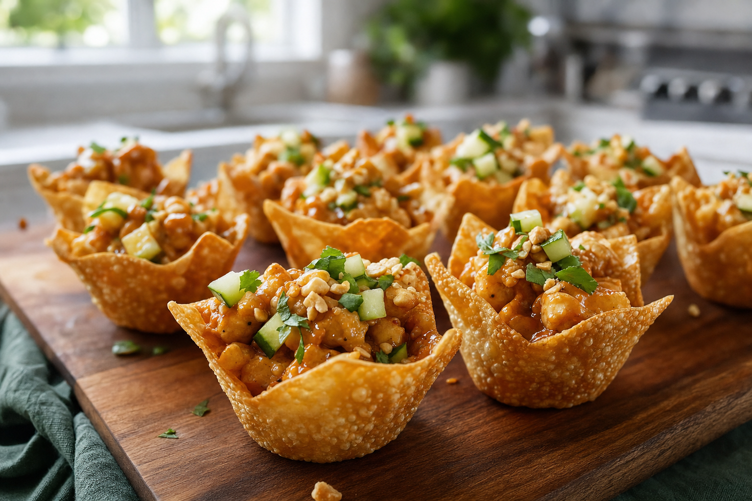 Chicken Satay Wonton Cups