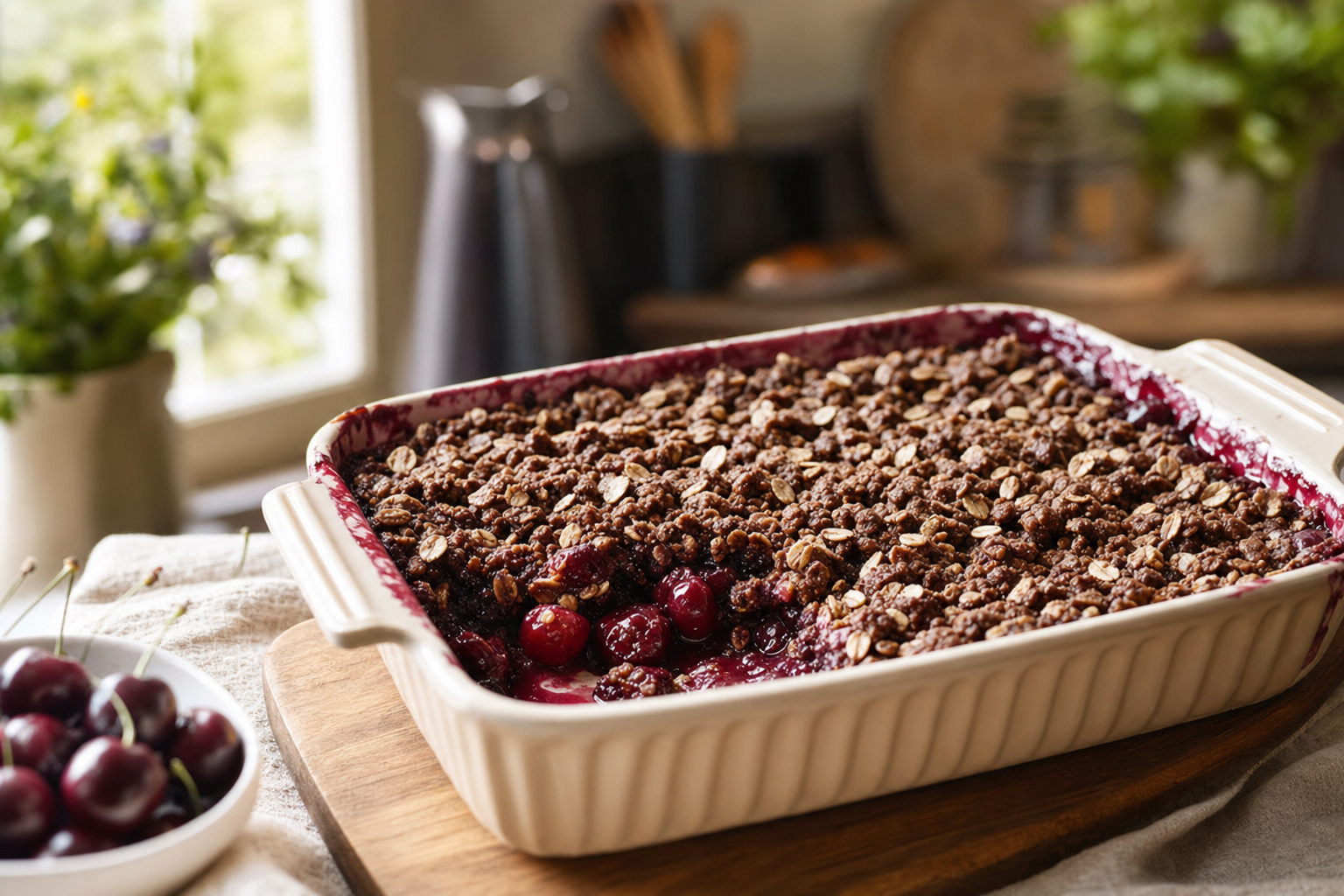 Chocolate Cherry Oat Crumble