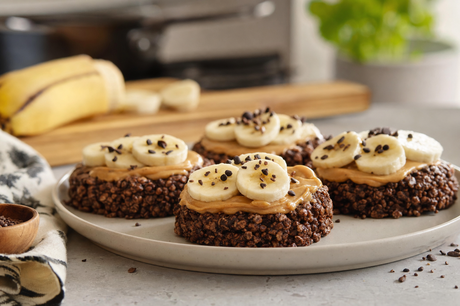 Chocolate Peanut Rice Skillet Cakes