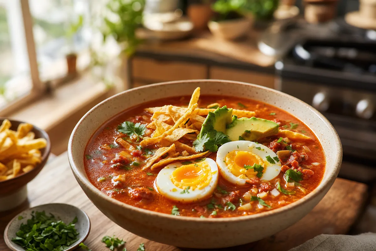 Chorizo and Egg Tortilla Soup