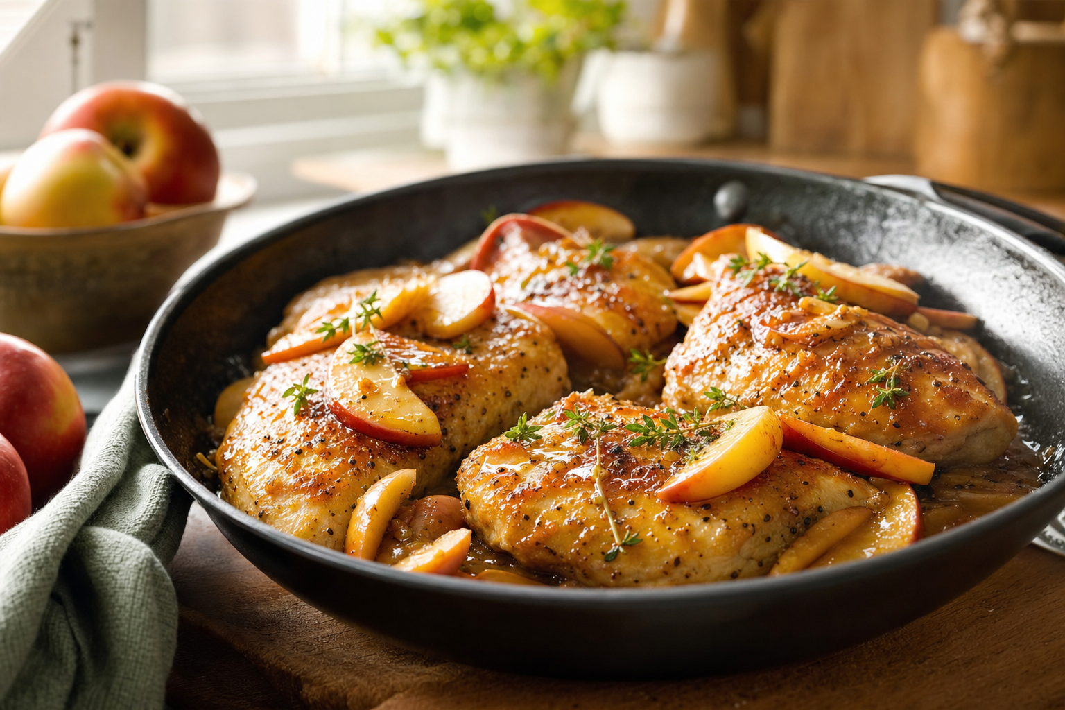 Cider Glazed Chicken with Apple Pan Sauce