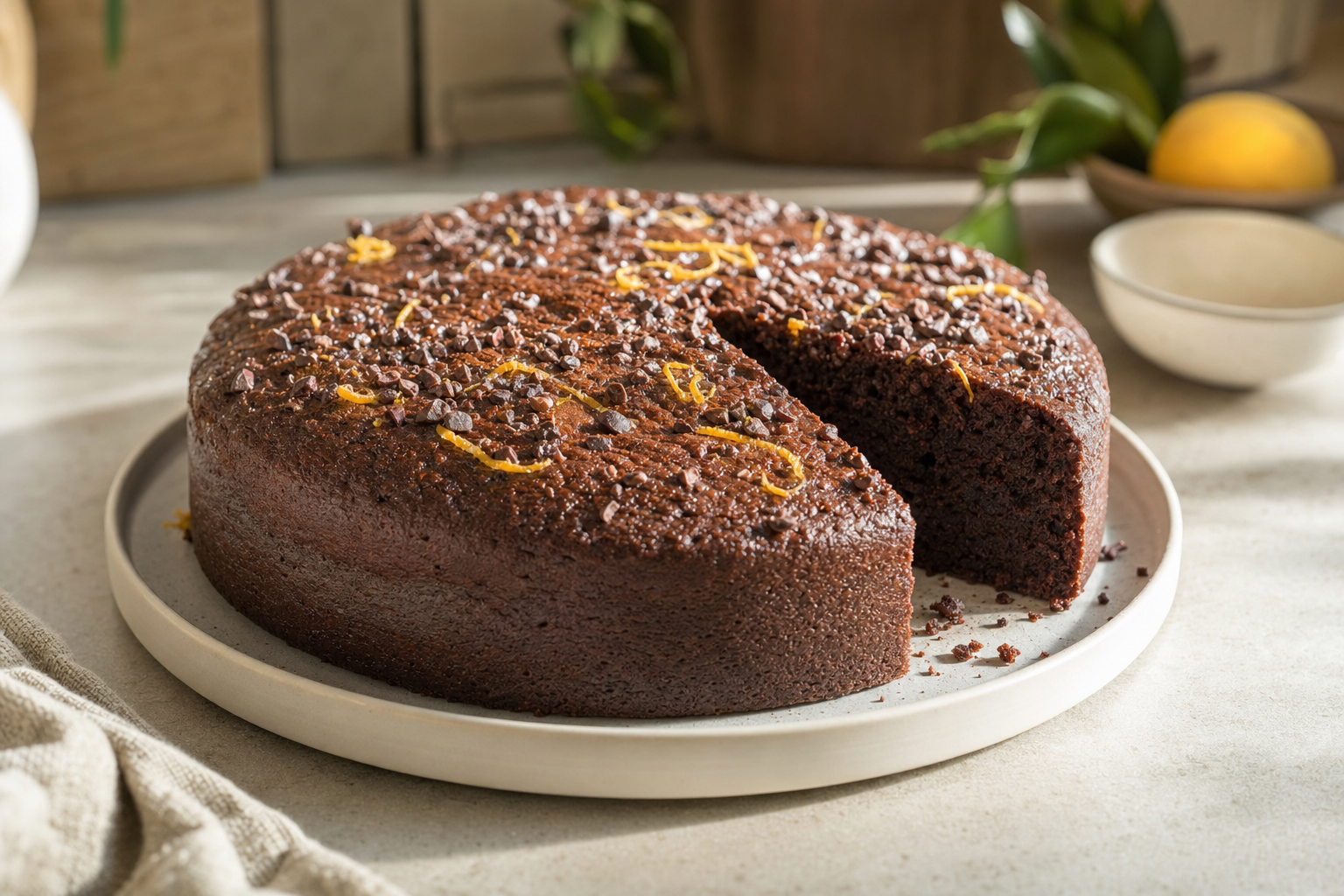 Cocoa Nib Olive Oil Citrus Cake