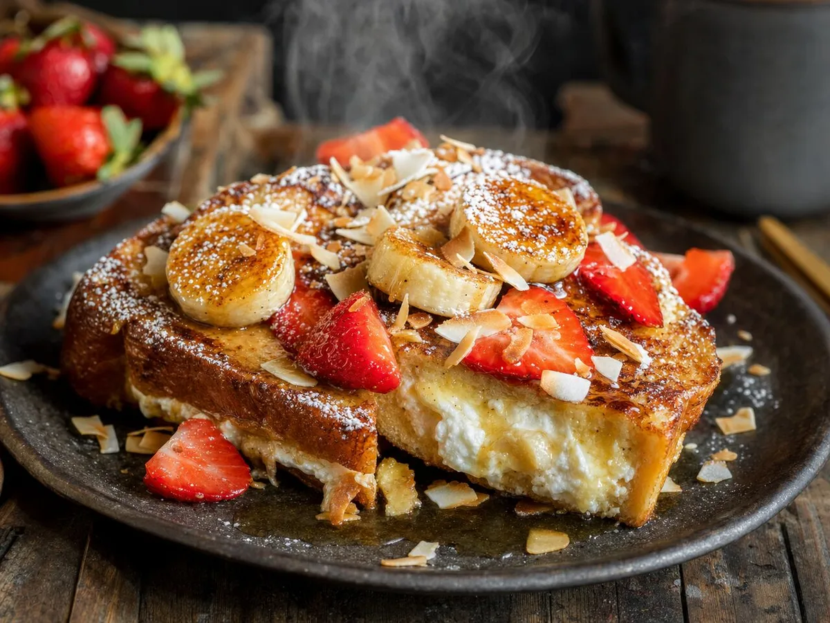 Coconut Cream Stuffed French Toast