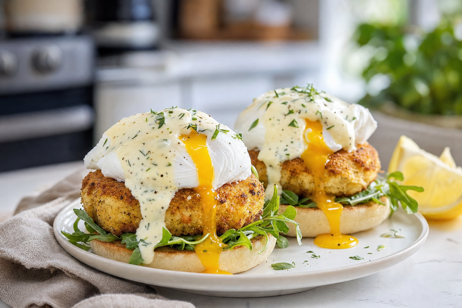 Cornmeal Crab Cake Benedict