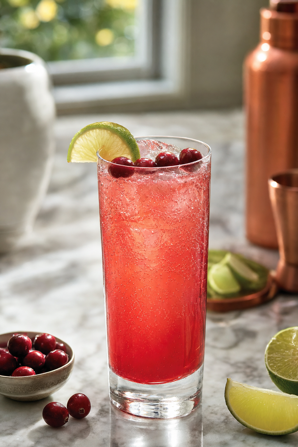 Cranberry Lime Rye Rickey