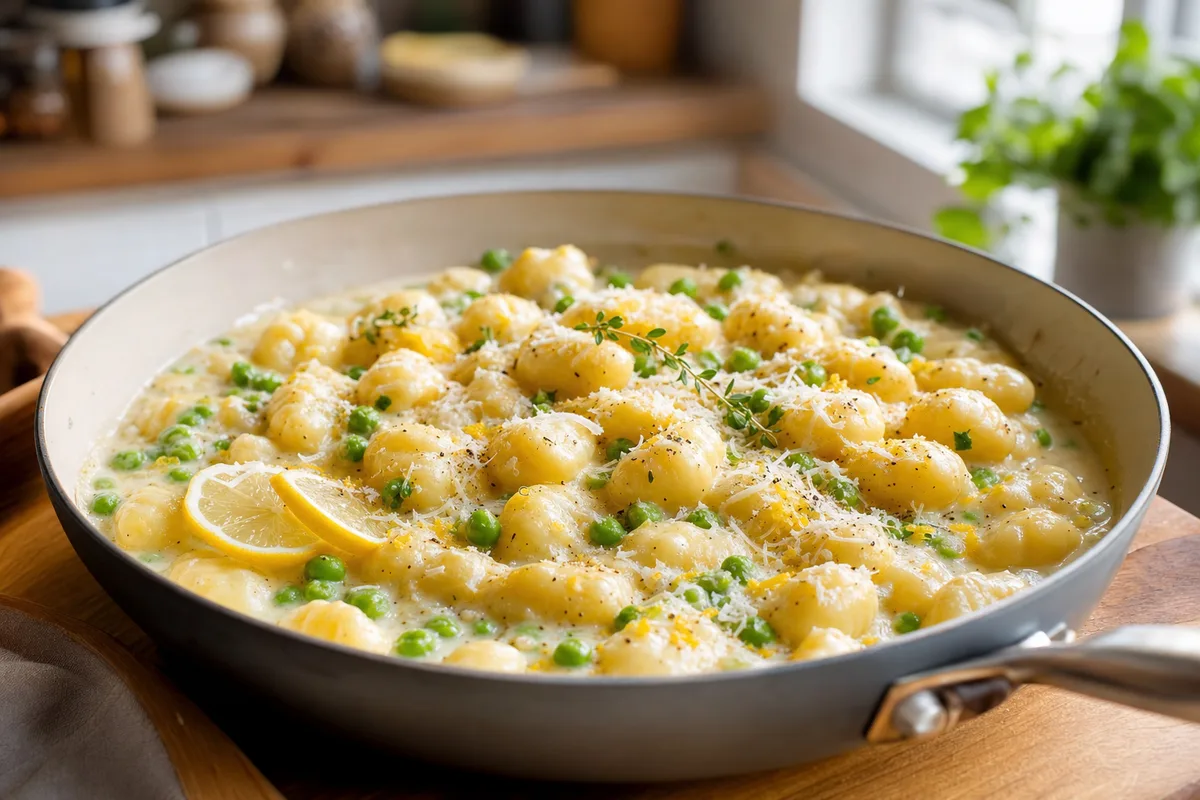 Creamy Lemon Pea Gnocchi Skillet