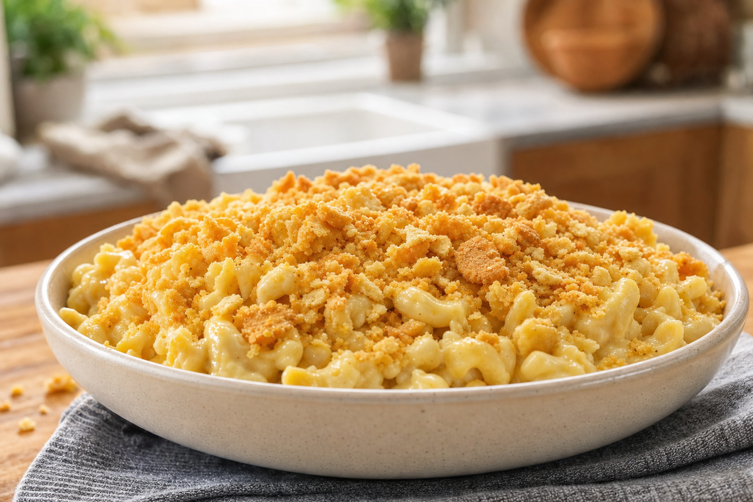 Creamy White Cheddar Mac and Cheese with Buttery Ritz Crunch