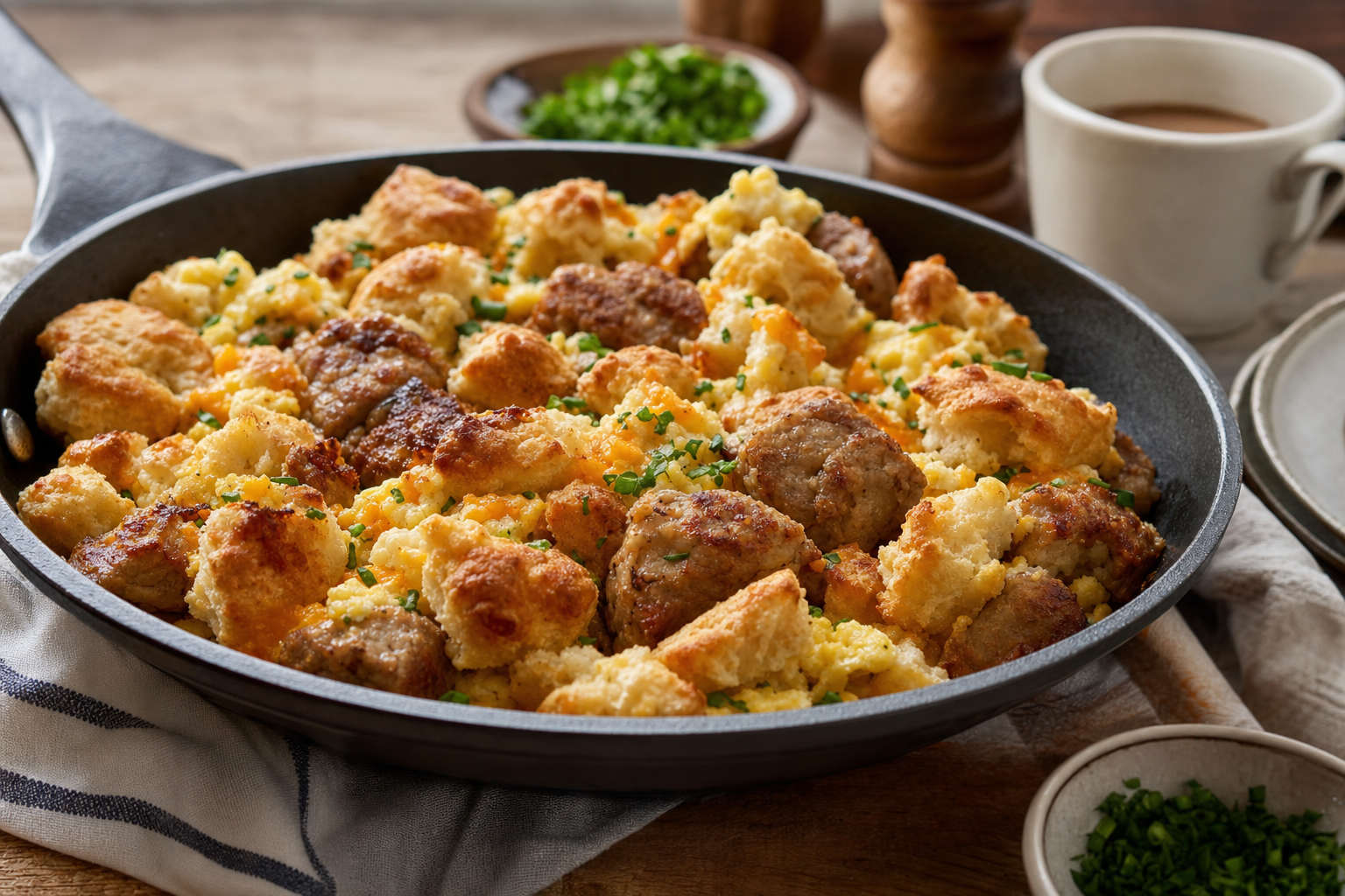 Crispy Chicken Biscuit Breakfast Hash