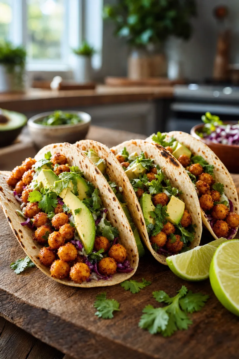 Crispy Chili Lime Chickpea Tacos