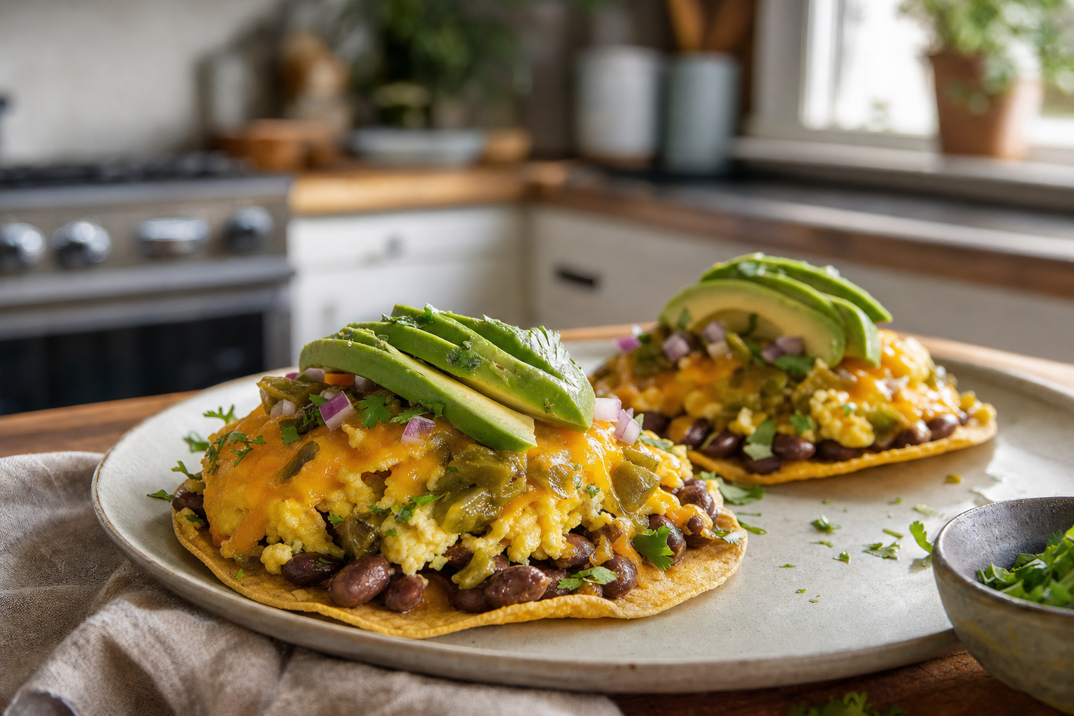 Crispy Cornmeal Breakfast Tostadas