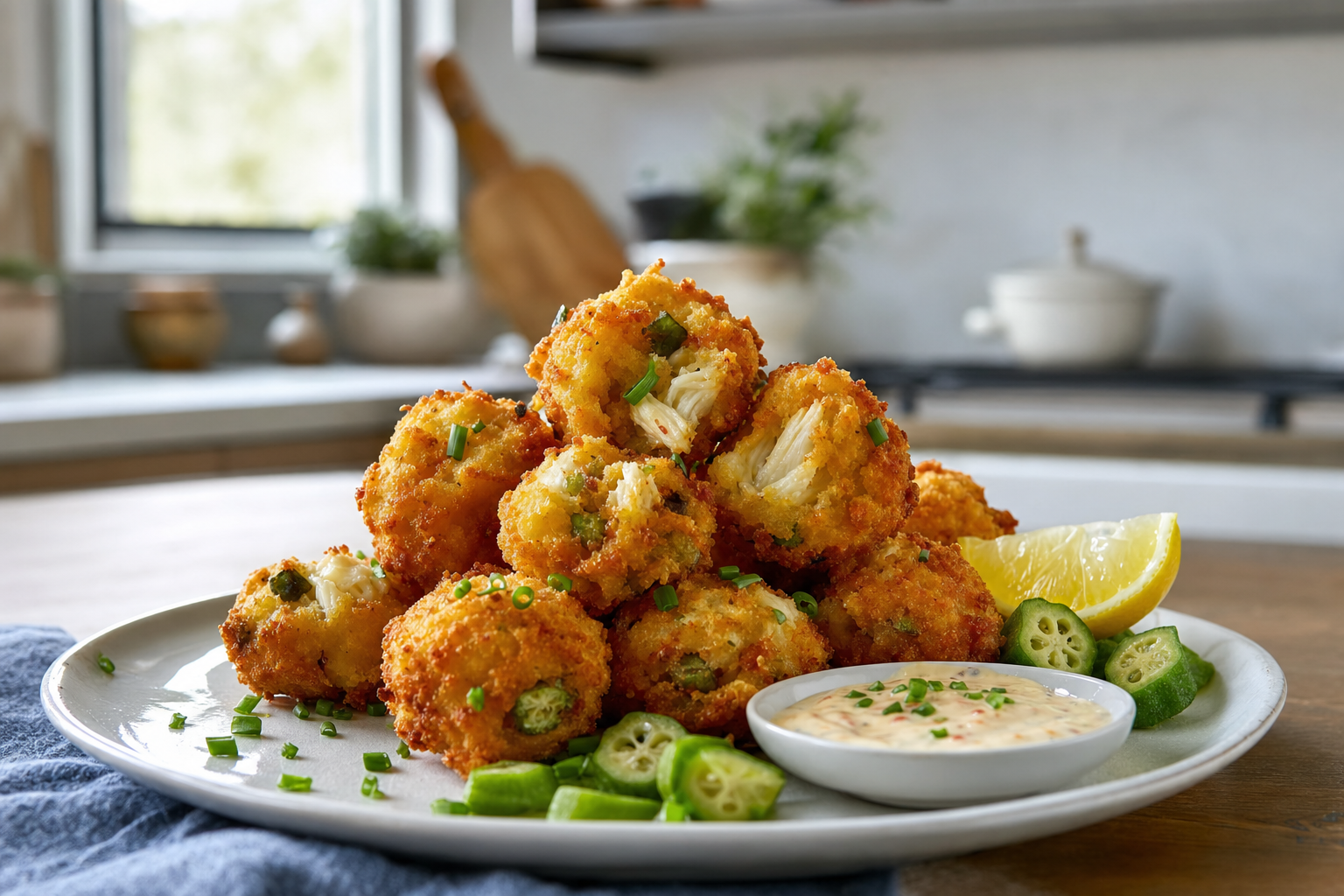 Crispy Crab and Okra Hushpuppy Bites