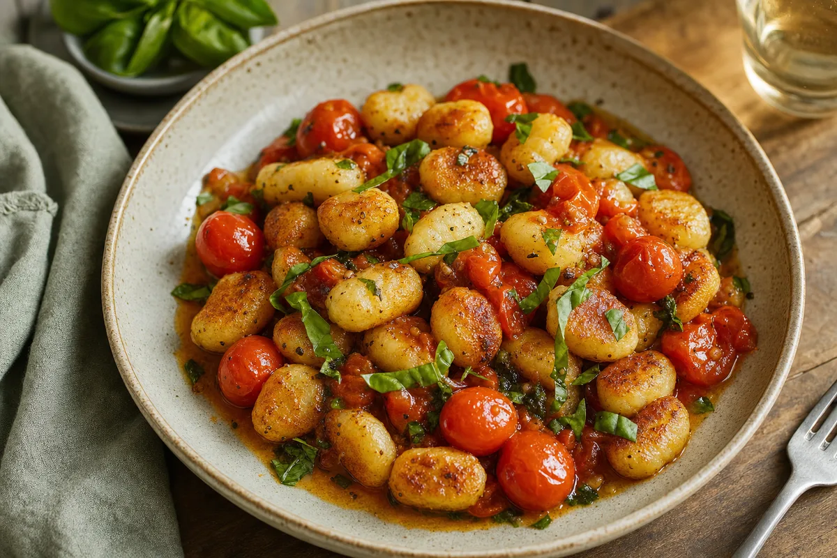 Crispy Gnocchi with Burst Tomatoes