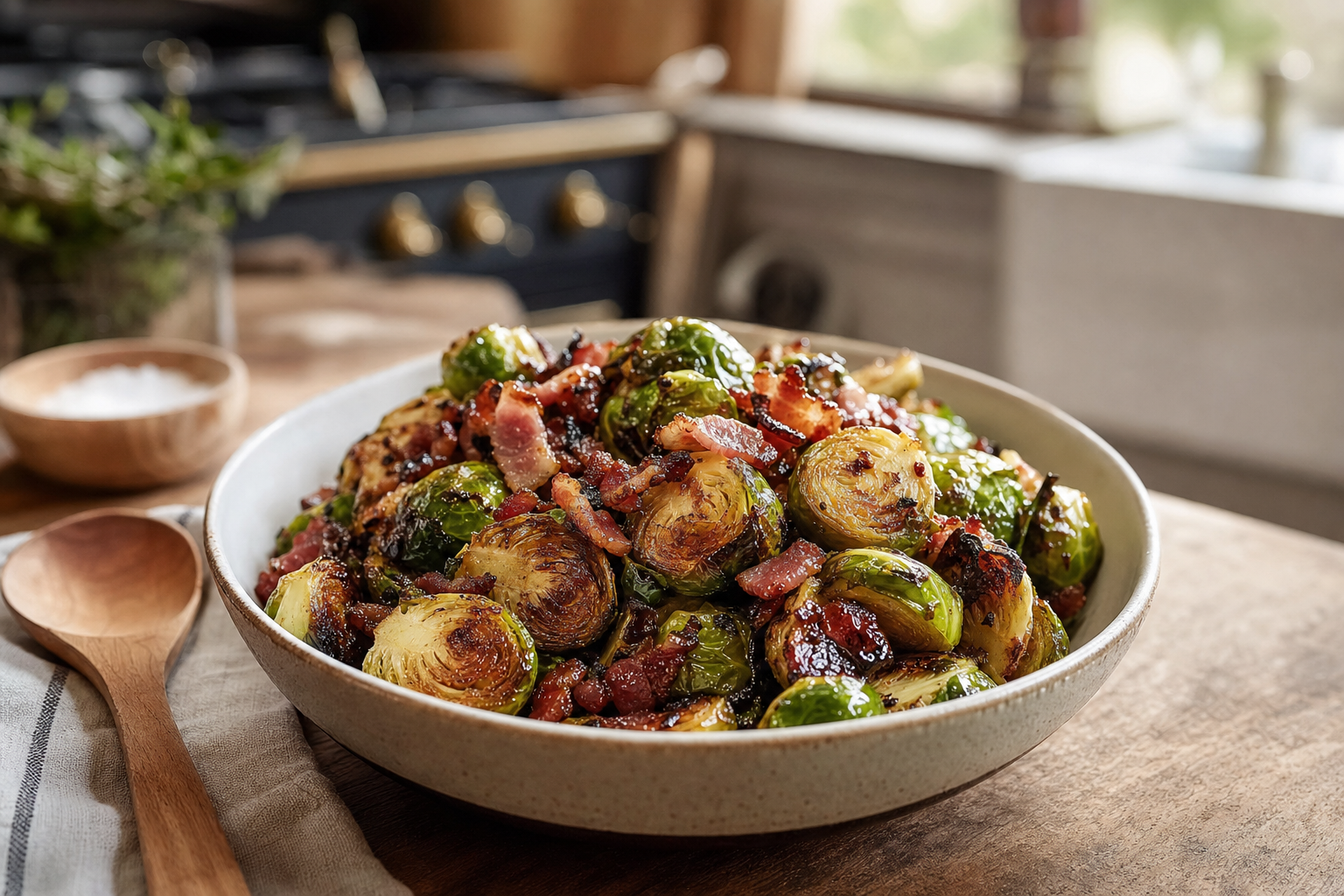 Crispy Pancetta Brussels Sprouts with Balsamic
