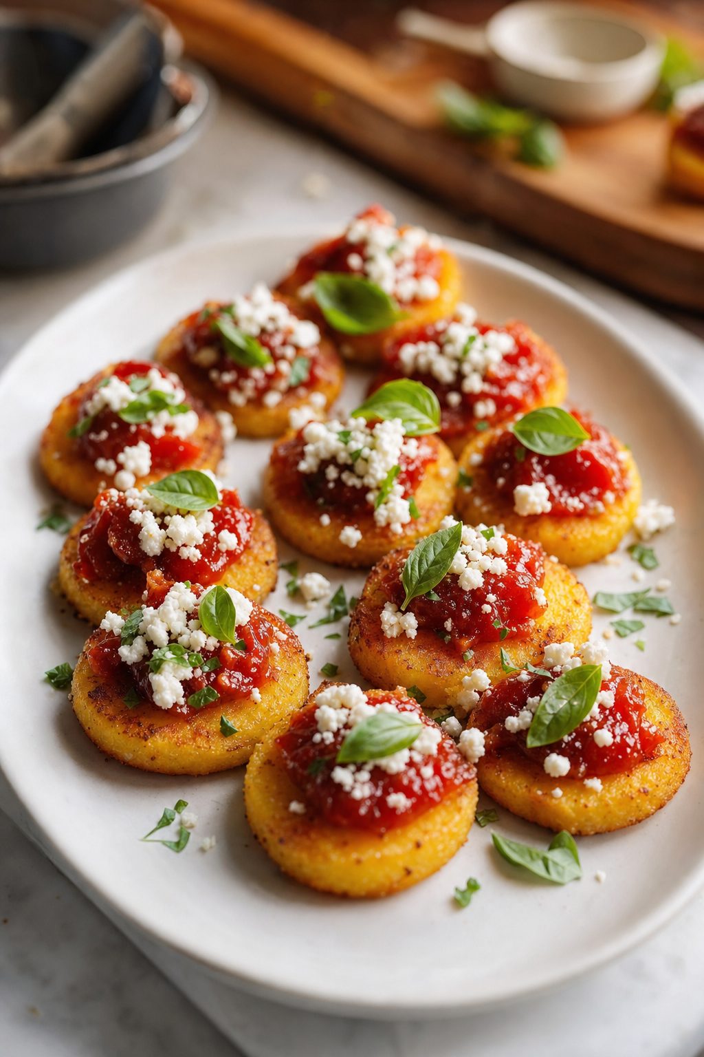 Crispy Polenta Coins with Tomato Jam