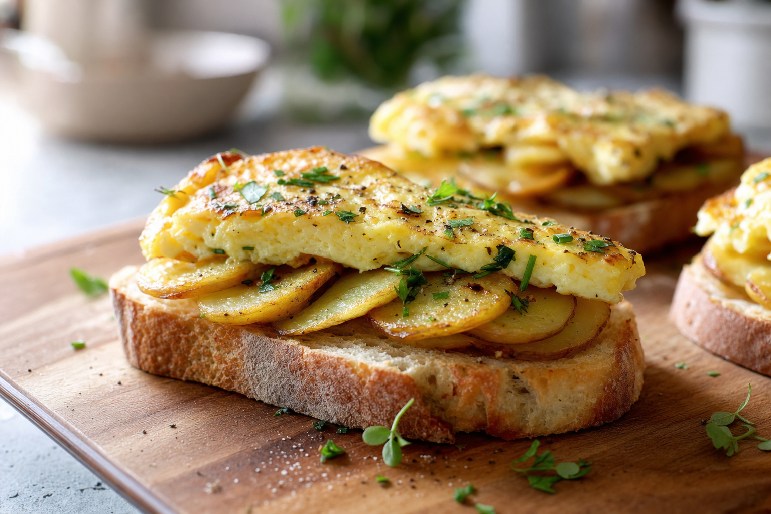Crispy Potato and Herb Frittata Toasts