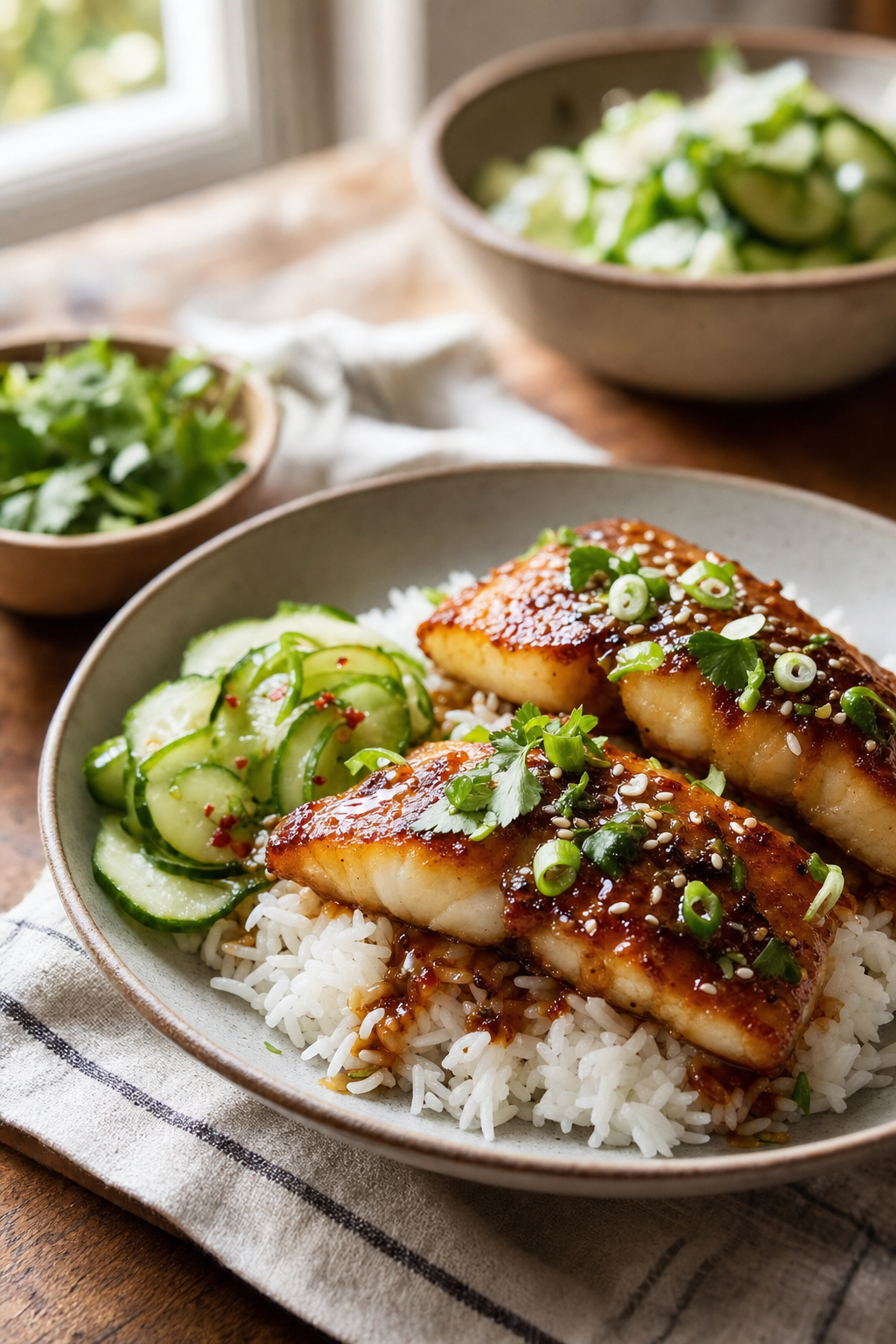 Crispy Tamarind Cod with Coconut Rice