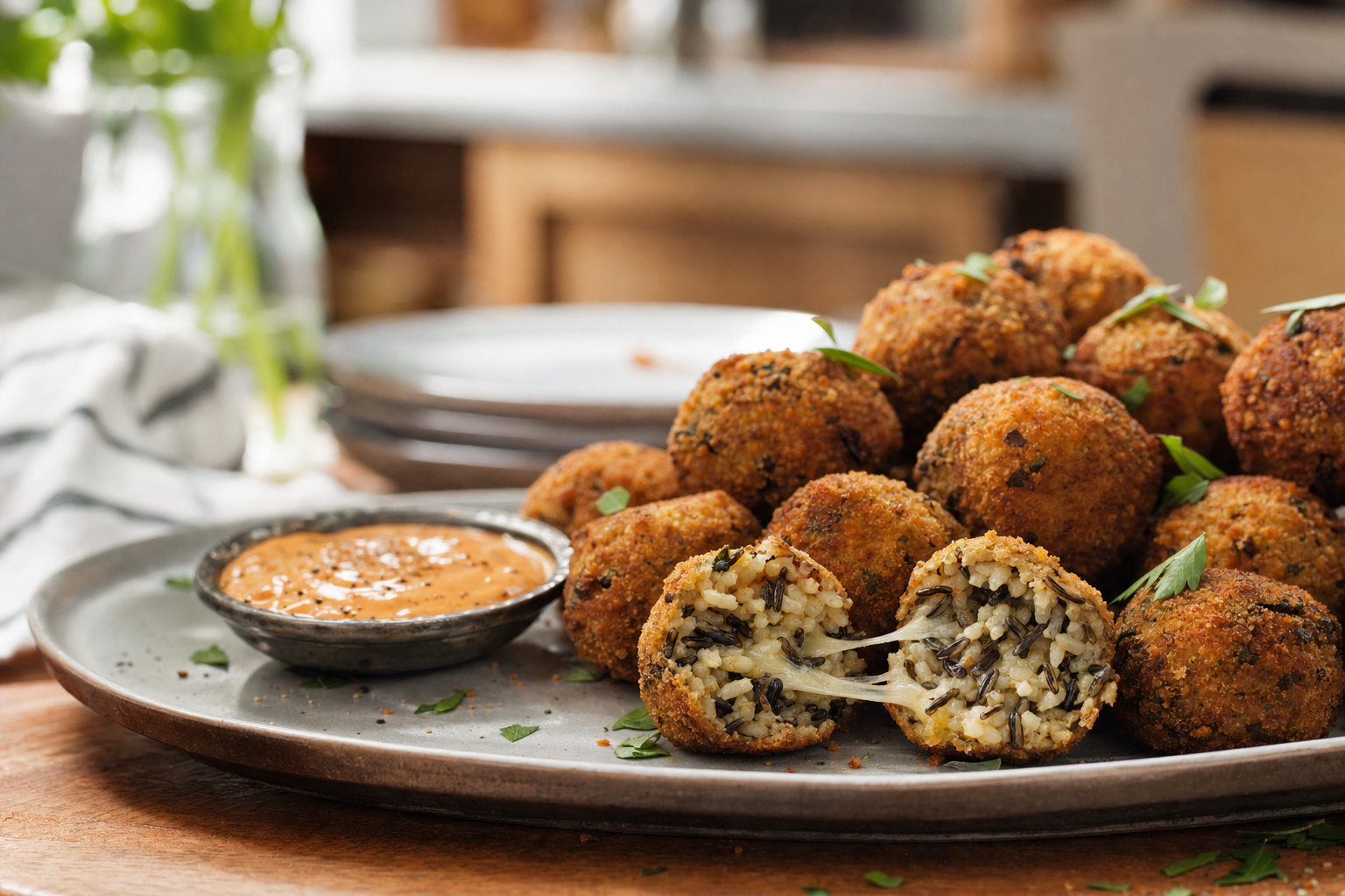 Crispy Wild Rice Arancini Bites