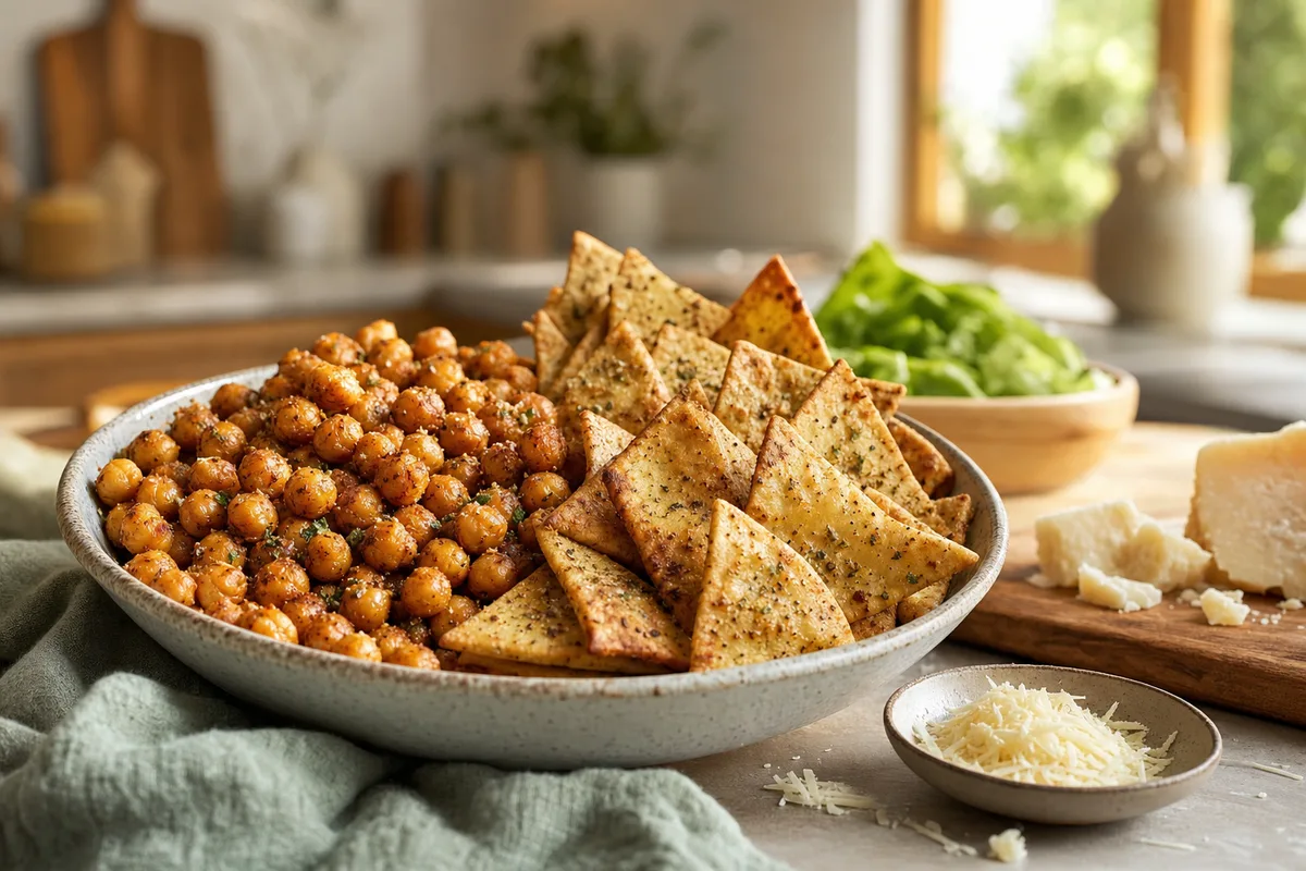 Crunchy Chickpea Caesar Pita Chips